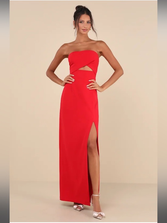 Lulus Dresses & Skirts - Extravagant Persona RedStrapless Cutout Column Maxi Dress